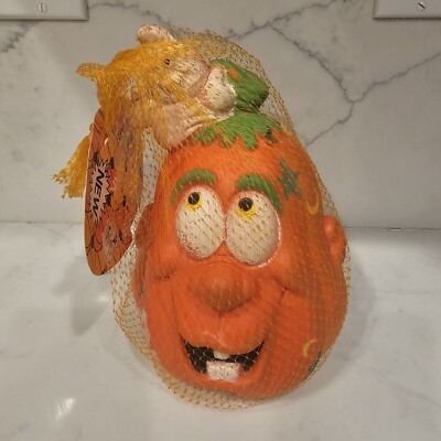Vintage Dan Dee 1989 Foam Halloween 8'' Pumpkin Head Jack O' Lantern Ghost