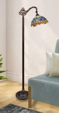 Reading Floor Lamp Tiffany Style Stained Glass Dragonfly Design Shade