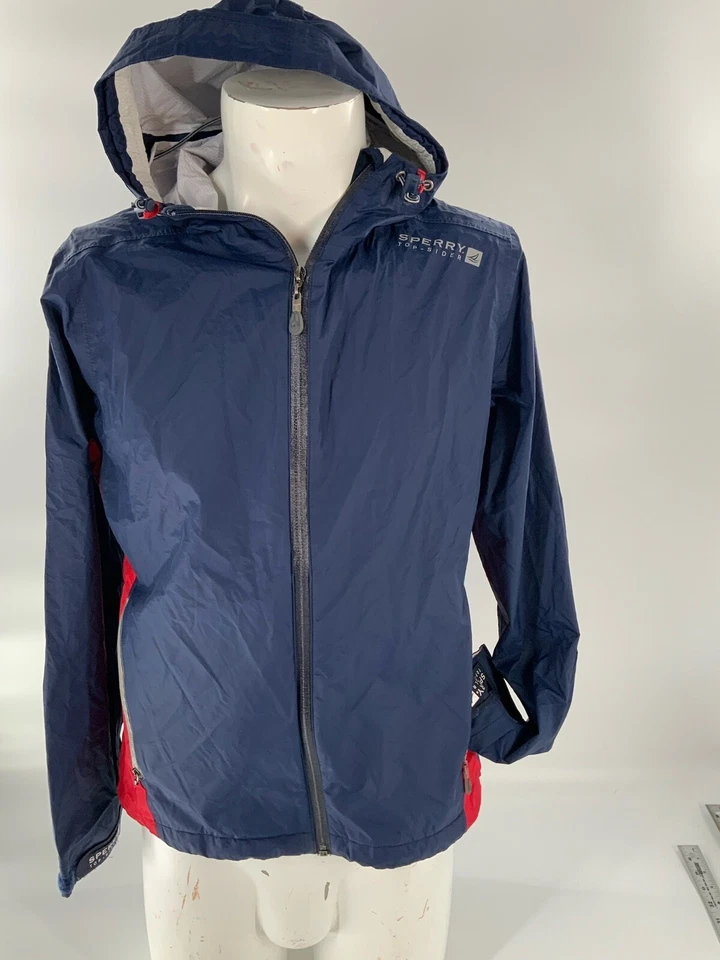 Chaqueta de vela con capucha Sperry STS35 para mujer L azul marino nailon cremallera completa YGI B2-137 Foto 2 de 4