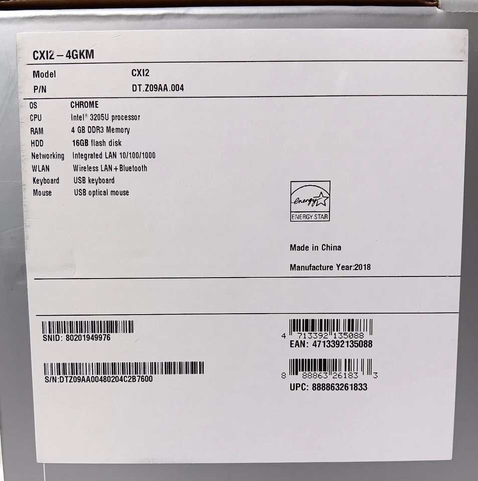 New Acer Chromebox CXI2-4GKM 4GB RAM 16GB SSD Desktop Black Keyboard & Mouse - Image 3 of 4