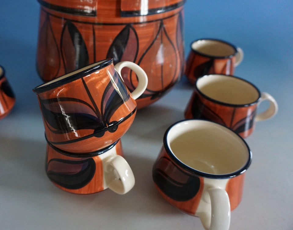 Stützel & Sachs Aalen Bowle Set Bowletopf Dalia Keramik 80er Jahre (F24-029) - Bild 2 von 4