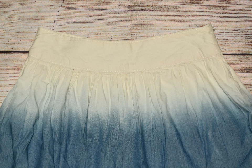 FALDA BOHO NUEVA CON ETIQUETAS CANYON RIVER BLUES M 10 12 MARFIL OMBRE DENIM ACANALADA CREMALLERA LATERAL Foto 4 de 4