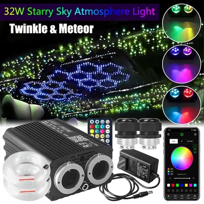 1200 Auto Lichtfaser LED RGBW Sternenhimmel Glasfaser Optik Licht Twinkle Musik