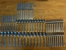 60 Pieces Yamazaki STAINLESS Mid Century Flatware SILVERWARE Set JAPAN