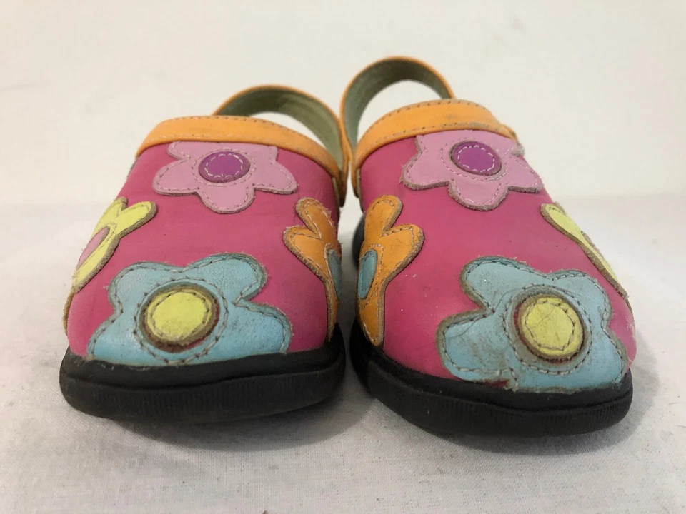 Zapatos sin cordones Hanna Andersson rosa multicolor floral cuero niñas pequeñas talla 25 Foto 2 de 4