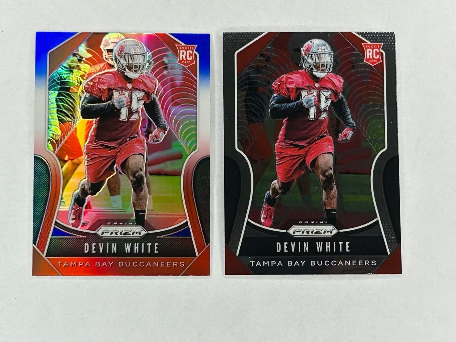 Devin White 2019 Panini Prizm Red White & Blue + Base Rookie #312 RC Lot (2)