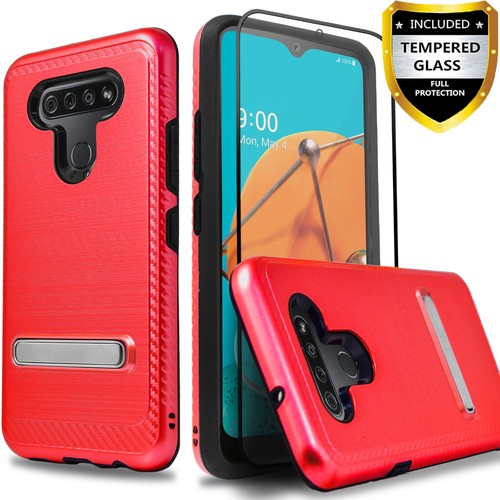 For LG K51 / Reflect L555DL Case Built Kickstand Cover +Tempered Glass Protector - Zdjęcie 31 z 32