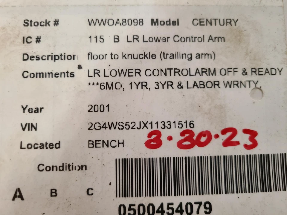 Used Rear Lower Lower Control Arm Rear fits: 2001 Buick Century floor to knuckle - Image 3 of 4