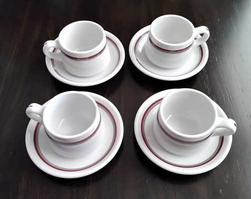 Vtg Shenango China New Castle PA USA Coffee Cappuccino set of 4 cups w/saucers - Picture 3 of 11