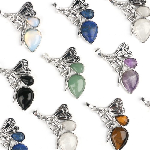 Fee Elf Quarz Kristall Wassertropfen Edelstein Anhänger DIY Schmuck Geschenk - Bild 4 von 28