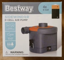 Sidewinder D Cell Air Pump Inflation Deflation 3 Valve Adaptors Bestway Camping 