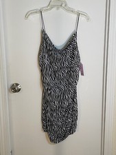 Womens Lg Zebra Print Sleeveless Mini Bodycon Dress Runched Sides Wild Fable New