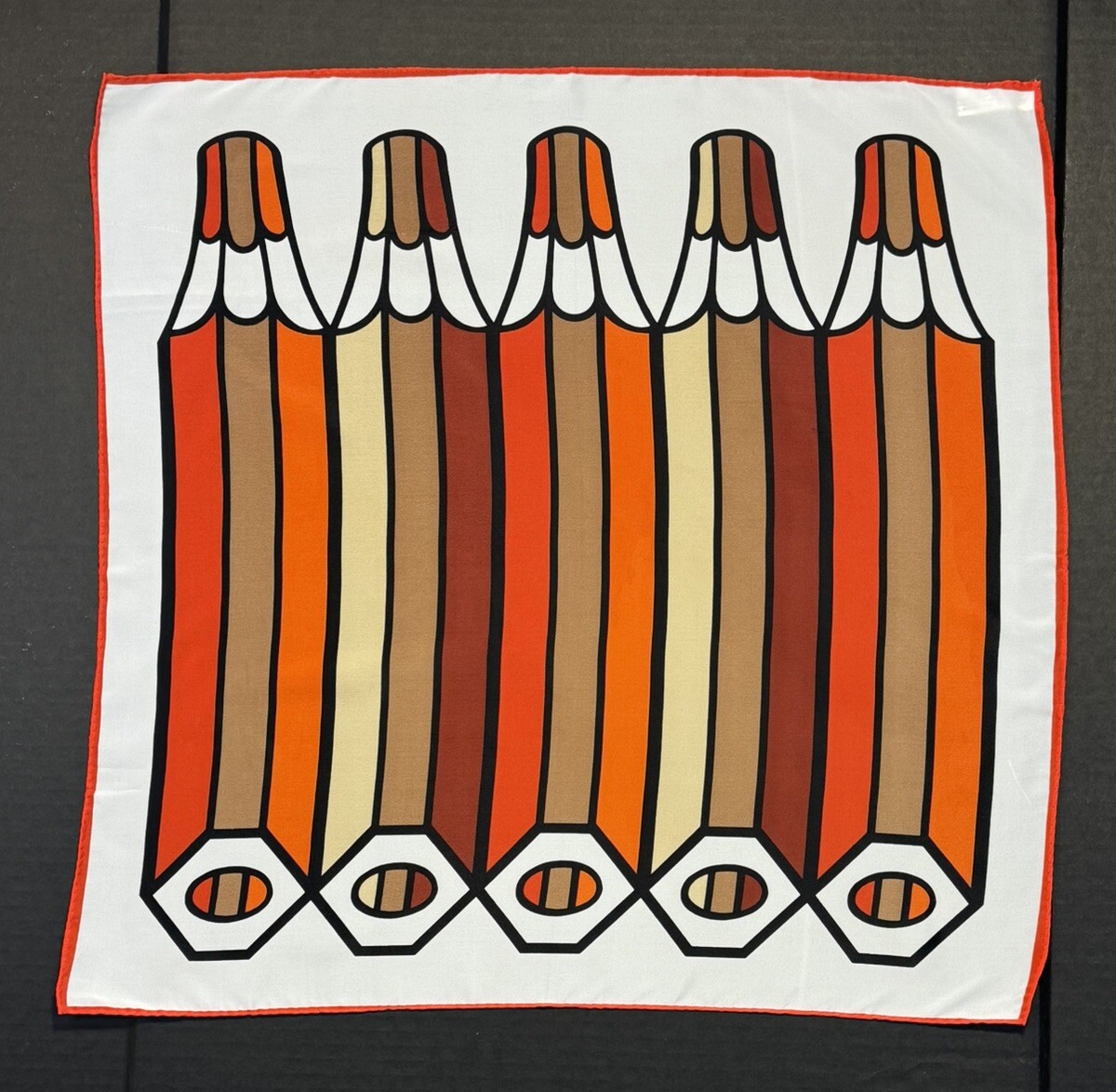 Vintage Nasharr Freres Square Scarf Japan Orange Brown White