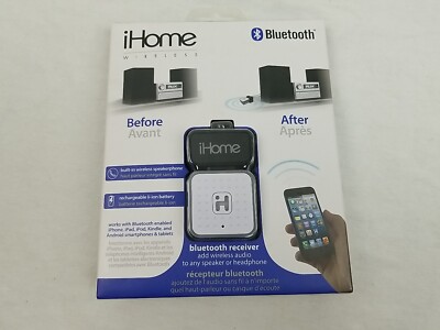 iHome Wireless Bluetooth Receiver W/ Built-in Speakerphone- Rechargeable Battery