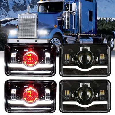 4x6'' LED Headlights For Kenworth Peterbilt 357 378 379 Hi/Lo Sealed Beam H4651