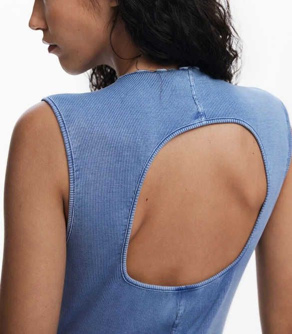 Desigual Women's Dress Open Back A-Line Puffy Blue Sleeveless 25WWVKXH - Bild 3 von 4