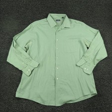 Van Heusen Shirt Mens Large Green Regular Fit Wrinkle Free Long Sleeve