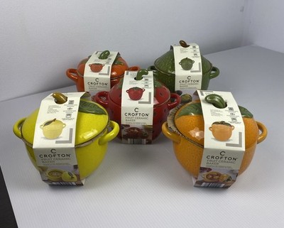 NWT FULL SET Ceramic Fruit Mini Bakers By Crofton From Aldi's Strawberry Lemon
