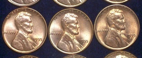 1955-PDS UNC/BU WHEAT CENTS - TOUGH COINS - SEE PICS!!