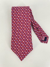 Vineyard Vines Red Whale Print 100 Silk Tie Classic Pattern 60 X 3.5 Made USA