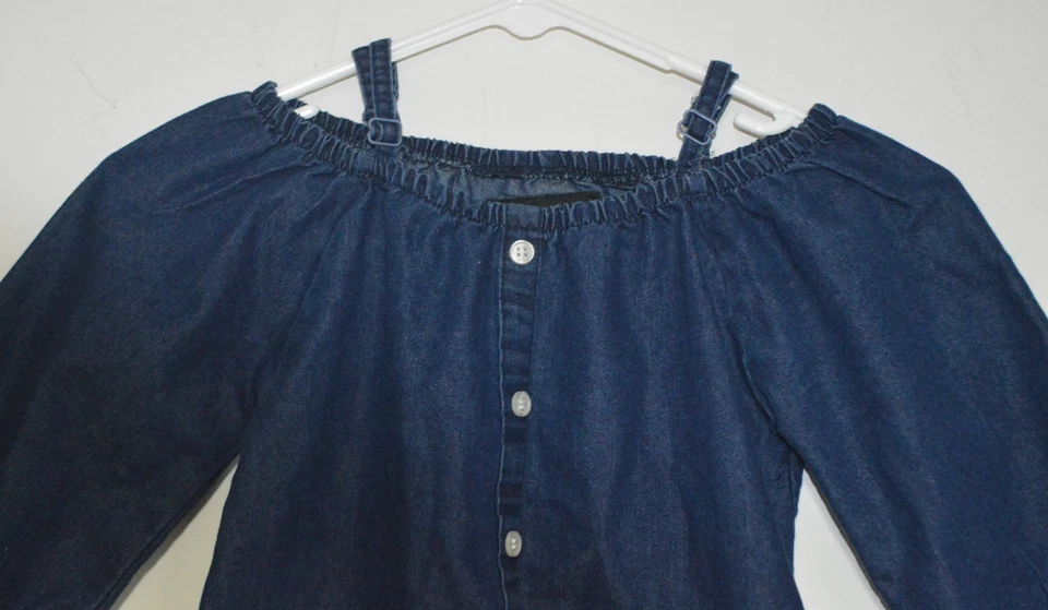 Top vaquero con botones para casa de muñecas niñas manga larga talla 6X Foto 3 de 4