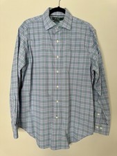 Ralph Lauren Men  s Long Sleeve Button Down Dress Shirt Plaid Classic Fit Size XL