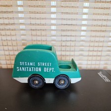 Fisher Price Little People Vintage Sesame Street Sanitation Garbage Truck Green