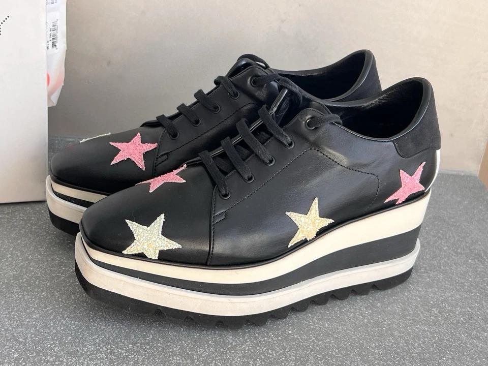 Женские черные кожаные кроссовки на платформе Stella McCartney Elyse Stars 38,5 с коробкой - Изображение 3 из 4