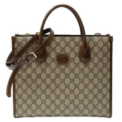○Gucci Gg Supreme 2Way Handbag 659988 Shoulder Bag Brown Pvc
