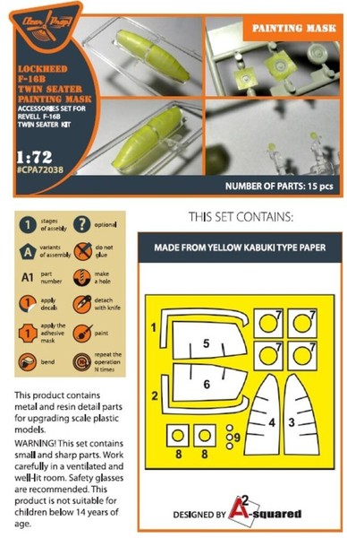 Clear Prop Accessories CPA72038 - 1:72 F-16B/D Twin Seater Painting Mask For Rev-image