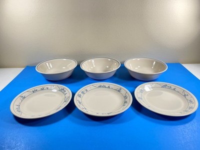 Vtg Corelle First of Spring Set/3 Bread/Butter Plates & Set/3 Soup/Cereal Bowls