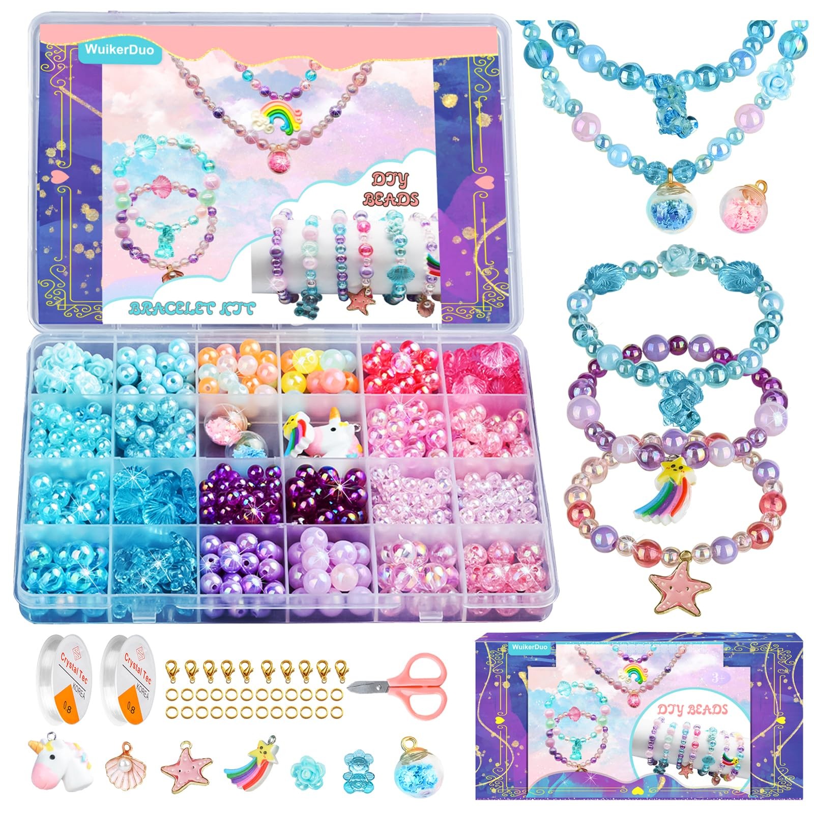 Perles pour enfants créatifs : kit de fabrication pour bracelets et colliers DIY