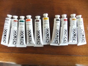 10 Tubes Golden Heavy Body Acrylic Paint 2oz. Assorted Colors High Series