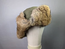 Yukon Charlie Trapper Hat Genuine Rabbit Fur Trim Ushanka Winter Cap Size L