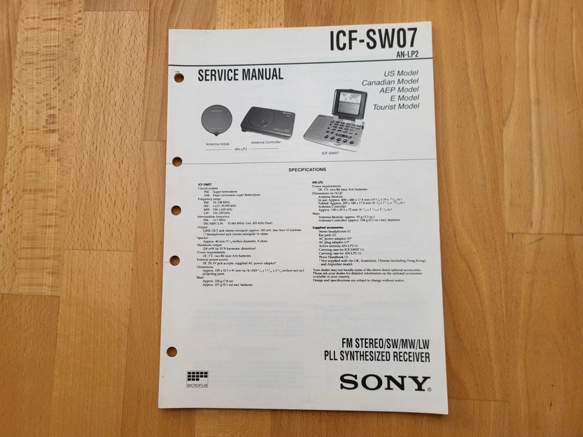 Sony ICF-SW07 Service Manual Radio Weltempfänger Receiver