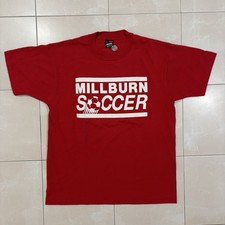 Vintage 90s Soccer T Shirt Single Stitch Red Men’s L Made In USA Fruit Jersey 