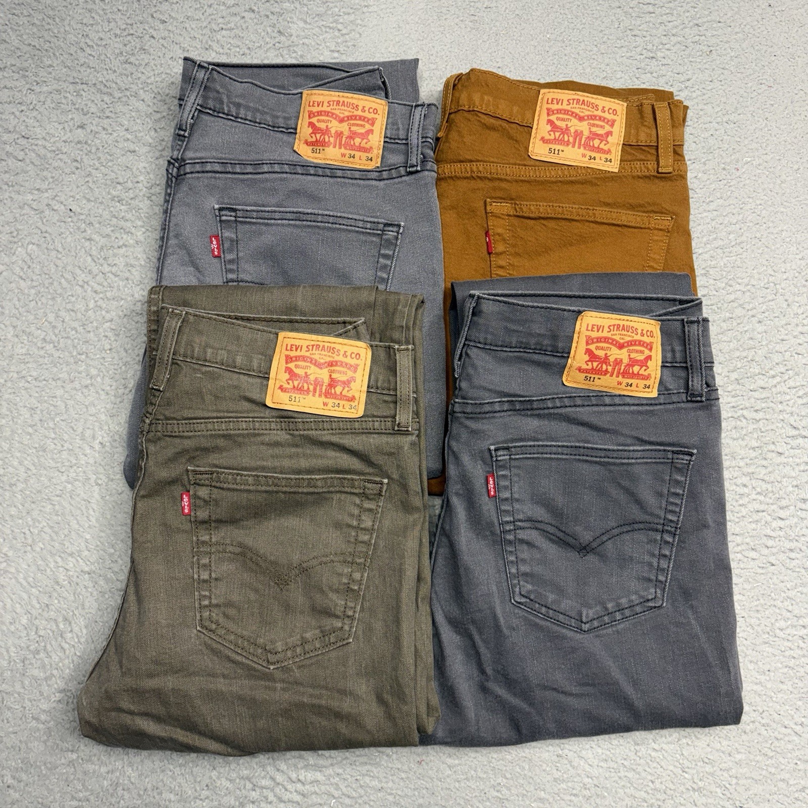 34x34 Chino Denim Jeans Straight Leg Cotton 5 Pocket Lot 4