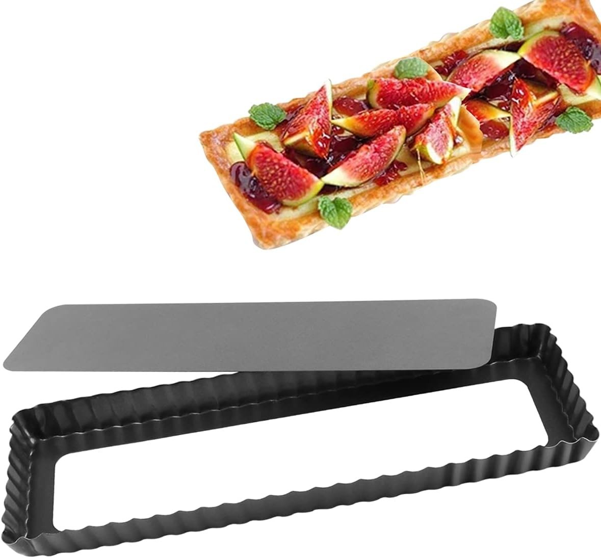 Rectangular Tart Pan 14 Inch Nonstick Quiche Pie Pan with Removable Bottom Ta...