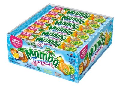 Mamba Tropics Fruit Chews Candy, 18 Pieces (Pack of 24)