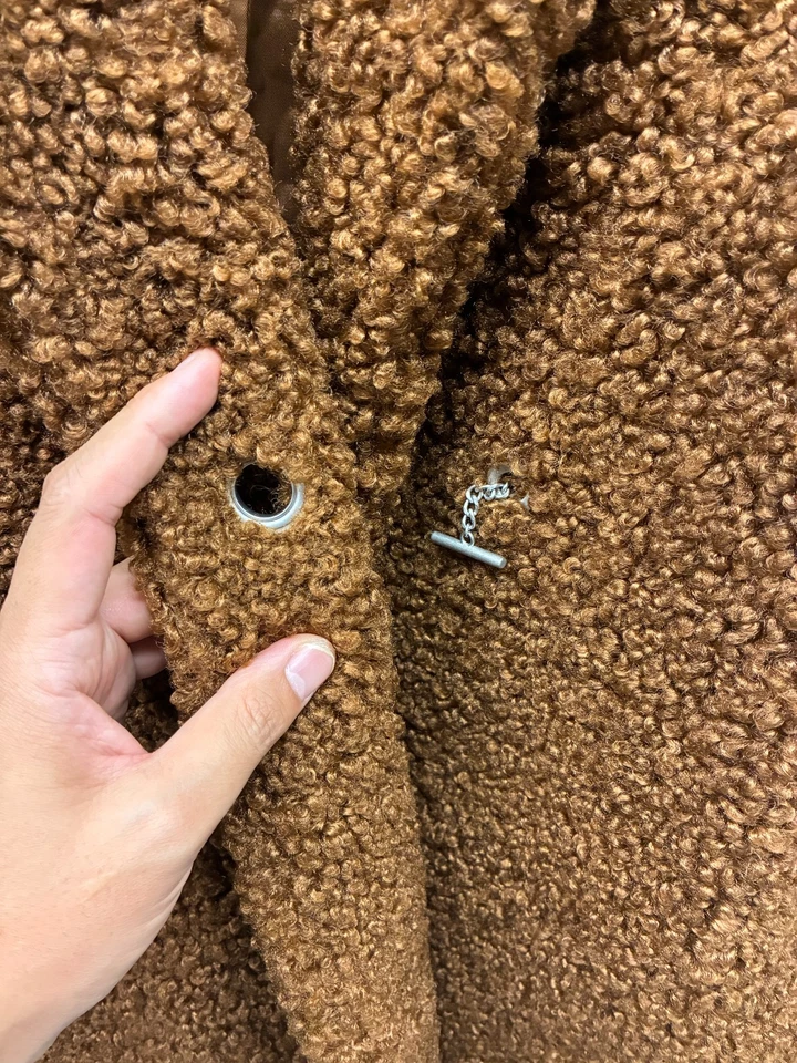 Max Studio Teddy Coat Faux Fur Women’s Small Brown Sienna Long Sleeve Winter - Image 4 of 4