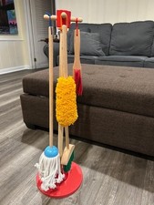 Melissa  Doug Lets Play House Broom Dust Pan Sweep Mop Stand - 5 Piece Set