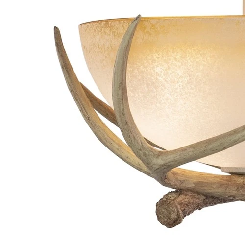 VAXCEL CF33016NS Lodge 16-in W Cream Rustic Antler Bowl Semi Flush Mount - Picture 2 of 8