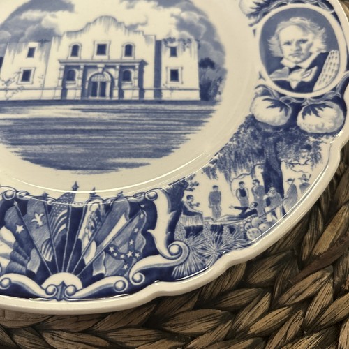 WEDGWOOD Texas Centennial Plate 1836-1936 Sam Houston Stephen F. Austin Vintage - Picture 8 of 11