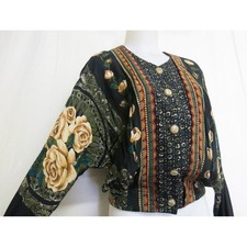 Carole Little Jacket Topper Blouse Rayon Boho Tribal Tunic Beaded Hippie Girl
