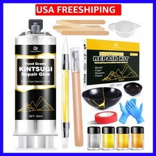 Kintsugi Repair Kit, Upgraded Food Safe Gold Silver Kintsugi Kit for Broken...