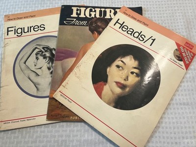 Vintage Lot Of 3 How To Draw Books Figures And Heads 1/ Walter Foster