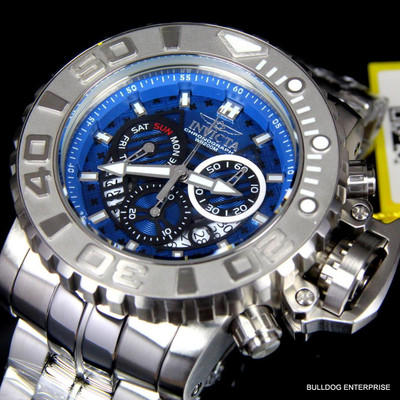 Invicta Sea Hunter Gen II 70mm Stainless Steel Chronograph Blue Swiss Watch  New