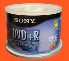 Sony DVD+R 50-Pack Blank Media Spindle 4.7GB -120 min 8x Brand New