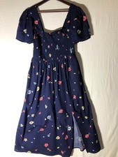 Gap Blue Floral Smocked Short Sleeve Midi Dress - Medium - New with Tags