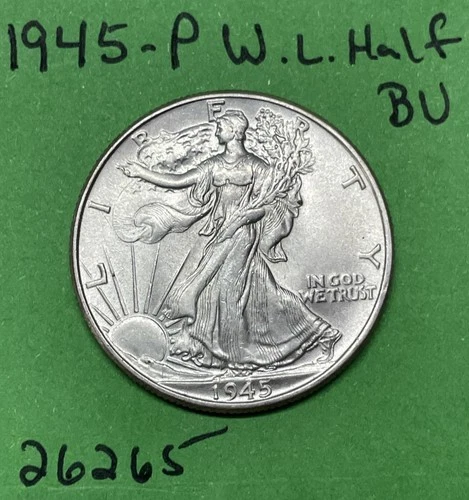 1945-P Walking Liberty Silver Half Dollar 50c Gem BU Uncirculated US Coin